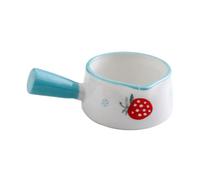COLLBATH Sky-Blue Strawberry Pattern Milk Pot Sauce Plate with Handle Mini Condiment Dish for Dipping Sauces Home and Restaurant Use