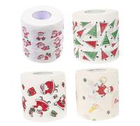 COLLBATH Soft Christmas Pattern Toilet Paper Rolls 4 Pack Decorative Bath Tissue Rolls Absorbent Easy to Break Down