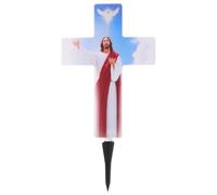 COLLBATH Solar Virgin Mary Cross Garden Lamp for Grave - Solar Jesus Stake Light Waterproof LED for Remembrance & Sympathy Present - Grave Decorations