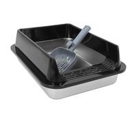 COLLBATH Stainless Steel Cat Litter Box Narrow Litter Pan Low Entry Kitten Toilet Bin for Cats Hamster Rabbit