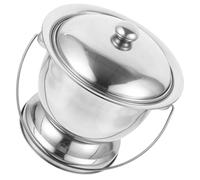 COLLBATH Stainless Steel Chamber Pot with Handle Portable Urinal Basin for Elderly Children 1 Piece Bedside Urinal with Lid Sturdy Metal Spittoon for Patient Care