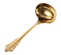 COLLBATH Stainless Steel Large Soup Ladle Gold Household Kitchen Serving Spoon Multi-Function Cooking Utensil for Dining and Entertaining