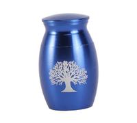 COLLBATH Stainless Steel Pet Cinerary Urn with Tree Design Durable Animal Ash Container for Dogs and Cats Compact Memorial Keepsake for Holding Pet Ashes Blue Color