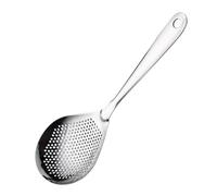 COLLBATH Stainless Steel Slotted Spoon for Hot Pot Cooking Pepper Skimmer Strainer with Ergonomic Handle and Polished Rounded Edges Kitchen Oil Filter Spoon with Convenient Hanging Hook for