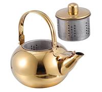 COLLBATH Stainless Steel Tea Kettle with Built-in Strainer 1.5l Thickened Gold Teapot for Home Brewing and Boiling Water Portable Handle