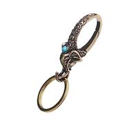 COLLBATH Stylish Elephant Designed Keychain Pendant in Brass with Golden Antique Finish, Decorative and Practical Key Ring Charm for Keys and Bags, for DIY Accessories