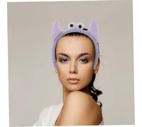COLLBATH Stylish Purple Cow Horn Plush Face Washing Headband for Women Soft Makeup Skincare Hairband Comfortable Non-slip Spa Accessory for Daily Use and Travel