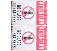 COLLBATH Swimming Pool Warning Sign 2pcs Outdoor No Glassware Allowed for Public Places