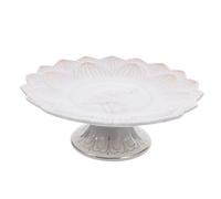 COLLBATH Temple Offerings Plate: 7 Inch White Ceramic Buddhist Fruit Bowl - Multipurpose Offering Tray for Dried Fruit Cake Jewelry - Holy Water Container