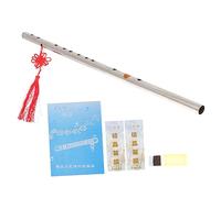 COLLBATH Thickened 304 Stainless Steel Chinese Flute f Key Copper and Gold Plating 50cm Metal Flute Instrument Set for Kids and Beginners Portable 6pcs Accessories for Music Practice