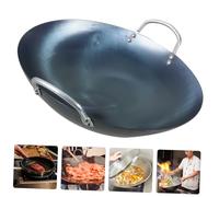 COLLBATH Traditional Thickened Blue Iron Wok Double Handle Gas Stove Cooking Pan for Kitchen and Restaurant Use Non-Coated Stir Fry Pot Easy to Clean