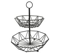 COLLBATH Tray Multi-Function Tiered Country Fruits Desktop or Container Storage Wired Food Black Stand Iron Exquisite Home Storing Candy Bread Snack Layer Serving Cake Decor Serving Tray