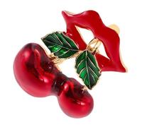 COLLBATH Unique Cherry Brooch Pin Alloy Drip Finish Lightweight Lapel Jewelry for Women Men Elegant Shawl Pin Accessory for Birthdays Anniversaries Formal Casual Outerwear