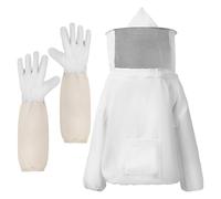 COLLBATH Ventilated Beekeeping Suit with Protective Gloves Thickened Wear-resistant Fabric Elastic Waistband and Zip Hood for Full Safety Fit for Beekeepers and Gardeners