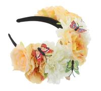 COLLBATH Vintage Butterfly Floral Crown Headband for Halloween Day Dead Cosplay Realistic Artificial Flowers and Butterfly Embellishments Elegant Retro Party Hair Accessory for Women