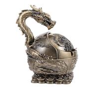 COLLBATH Vintage Dragon Wind-proof Portable Metal Ashtray with Lid, Artistic Antique Style Decorative Ashtray for Men, for Home and Outdoor Use