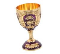 COLLBATH Vintage Embossed Metal Goblet Wine Glass European Style High-end Chalice for Home Bar Wedding Christmas Party Creative Altar Decor with Retro Medieval Design