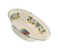 COLLBATH Vintage Enamel Mixing Bowl, Enamelware Salad Serving Bowl Washing Basin Enameled Dough Making Food Dinner Plate for Face Washing, Soup, Fruit, Pasta