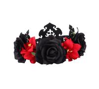 COLLBATH Vintage Halloween Queen Crown Rose Flower Garland Headband Floral Wreath Headpiece for Weddings Proms Festivals Photo Shoots and Special Occasions