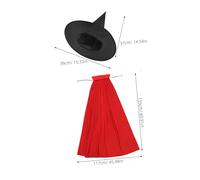 COLLBATH Vintage Halloween Wizard Cloak and Witch Hat Set for Adults Black and Red Cape Breathable Polyester Costume for Cosplay Stage Performance and Halloween Party