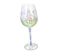 COLLBATH Vintage Painted Flute Pattern Wine Glasses for Parties Smooth Surface Liquor Glass Cups with Floral Design Sturdy High Stem Goblets for Home and Event Decor