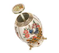 COLLBATH Vintage Peacock Toothpick Holder Press Dispenser Container for Kitchen Dining Table Sturdy Retro Toothpick Organizer Box with Quick Dispensing Stylish Silver and Yellow-red Design