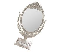 COLLBATH Vintage Relief Embossed Double Sided Desktop Vanity Mirror for Rotatable Retro Makeup Mirror with Clear Surface Unique Decorative Dressing Table Accessory