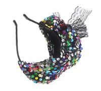 COLLBATH Vintage Sequin Fascinator Headband for Women Wedding Party Retro Fish Scale Design Lightweight Bridal Headpiece for Tea Party Banquet and Engagements
