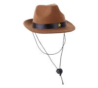 COLLBATH Wear-resistant Polyester Pet Hat Adjustable Decorative Puppy Cap with Strap for Cosplay Parties and Photo Props Comfortable Five-point Star Brown Cowboy Style for Dogs and Cats