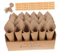 COLLBATH Wedding Kraft Paper Confetti Cone Box with Holder and Decorative Tray Blank Petal Cones for Party Bouquet Classic Retro Themed Celebrations