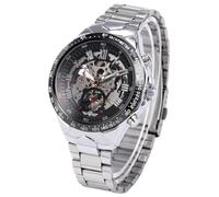 COLLBATH Winner Fashion Round Skeleton Dial Stainless Steel Band Men's Automatic Mechanical Wrist Watch for Daily Wear