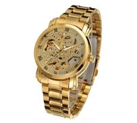 COLLBATH Winner Men's Automatic Mechanical Wrist Watch in Gold with Stainless Steel Band Elegant Business Style Water Resistant for Daily Wear