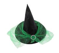 COLLBATH Witch Hat for Women Elegant Green Gauze Costume Accessory for Halloween Cosplay and Themed Parties Lightweight Pointed Headwear for Enchanting Looks