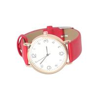 COLLBATH Women Quartz Watch with Red Pu Leather Strap, Comfortable to Wear Wrist Watch Featuring Simple Surface Design, for Working Or Birthday Gifts