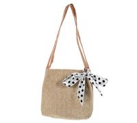COLLBATH Women’s Straw Weaving Tote Bag Large Capacity Pearl Shoulder Handbag Casual Design for Weekend Shopping and Travel