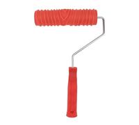 COLLBATH Wood Grain Pattern Paint Roller with Red Plastic Handle Rubber Texture Wall Decoration Tool for DIY Embossed Painting Compatible with Texture and Water-Based Paints