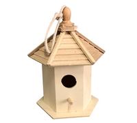 COLLBATH Wooden Bird House Decorative Hanging Bird Nest Garden Decor Idyllic House Shape Structure Unique Design for Branch and Garden Owners