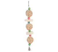 COLLBATH Wooden Parrot Chewing with Beads Natural Rattan Ball Bird for Cage Fun Hanging Bite Accessory for Parrots Budgies Cockatiels and Caged Birds