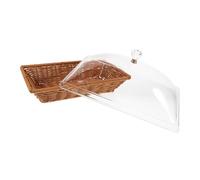 COLLBATH Woven Food Storage Basket with Transparent Acrylic Lid Lightweight Square Bread and Fruit Holder for Kitchen Restaurant Party Picnic Tabletop Display Small Tea Color Design