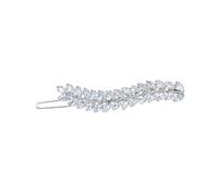 COLLBATH Zircon Leaf Hair Clamp with Full Rhinestones Elegant Hairpin Decor for Women and Silver Side Bang Hair Clip for Parties Weddings Daily Wear Delicate and Fashionable