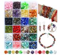 Colle 1200pcs Natural Chip Stone Beads for Bracelet, Crystal Bead for Jewellery Making, 24 Colors Irregular Gemstone Beads for Necklace Earring Making