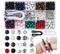Colle 418pcs Crystal Stone Beads, 8mm Round Crystal Bead Jewellery Making Kit Natural Stone Beads for Bracelet Necklace Making, Gemstone Beading, DIY Crafts Kit