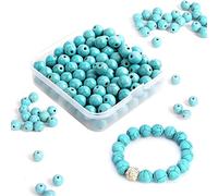 Colle 8mm Natural Stone Beads for Jewelry Making, Green Round Bead for Bracelets Making, Turquoise Bead for Necklace Jewellery Beading, Earrings Making kit (100pcs