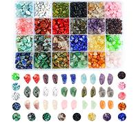 Colle Gemstone Beads Crushed Irregular Chips Beads Set Natural Stone Healing Crystal Loose DIY Bead for Jewelry Making Necklace Bracelet Ring (24 Color) (Multicolor)
