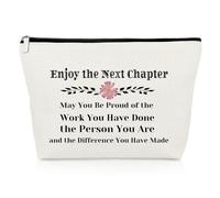 Colleague Farewell Gifts for Coworkers Makeup Bag Enjoy The Next Chapter Gifts Inspirational Gifts for Work Bestie Friend Boss Retirement Gifts Cosmetic Bag Christmas Thanksgiving Gift Travel Pouch