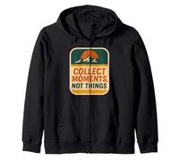 Collect Moments Not Things Retro Adventure Vibe Zip Hoodie