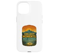 Collect Moments Not Things Retro Mountain Lake Landscape Case for iPhone 15