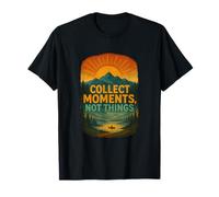 Collect Moments Not Things Retro Mountain Lake Landscape T-Shirt
