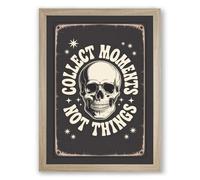 Collect Moments Not Things Vintage Framed Wall Art Print A1 (84.1×59.4cm) Oak, Wall Decor for Living Room, Bedroom, Office & Home, Ready to Hang, Art Gift