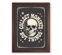 Collect Moments Not Things Vintage Framed Wall Art Print A1 (84.1×59.4cm) Walnut, Wall Decor for Living Room, Bedroom, Office & Home, Ready to Hang, Art Gift